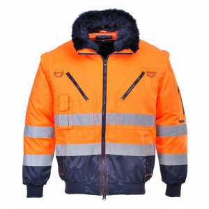 Jacheta pilot reflectorizanta 3 in 1, impermeabila, maneci, mesada si gulerul detasabile