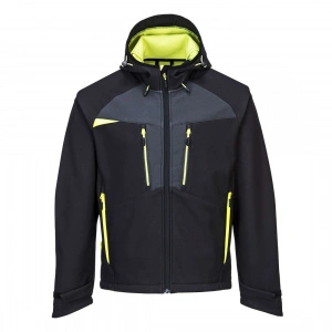 Jacheta Softshell neagra cu gluga, respirabila, impermeabila si rezistenta la vant