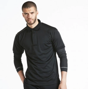Tricou polo KX3 negru, pentru barbati, detalii reflectorizante