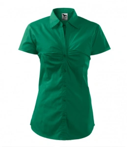 Camasa CHIC verde de dama, cu maneci scurte, cambrata