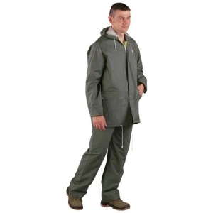Costum de ploaie, verde, din poliester/PVC, impermeabil