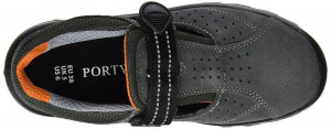 Sandale de protectie din piele, perforate, inchidere cu scai - gri