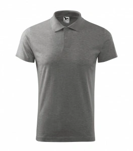 Tricou polo SINGLE J. pentru barbati, gri, bumbac si vascoza