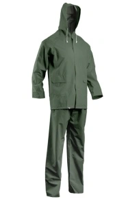 Costum de ploaie, verde, din poliester/PVC, impermeabil