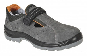 Sandale de protectie din piele, perforate, inchidere cu scai - gri