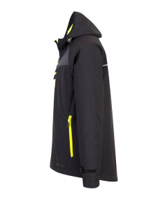 Jacheta Softshell neagra cu gluga, respirabila, impermeabila si rezistenta la vant