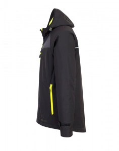 Jacheta Softshell neagra cu gluga, respirabila, impermeabila si rezistenta la vant