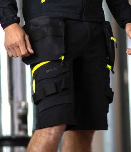 Pantaloni scurti de lucru, Holster, cu 10 buzunare, detalii reflectorizante si talie elastica