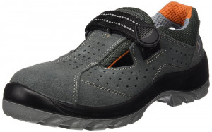 Sandale de protectie din piele, perforate, inchidere cu scai - gri