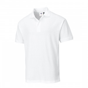 Tricou polo alb NAPLES, pentru barbati, bumbac si poliester