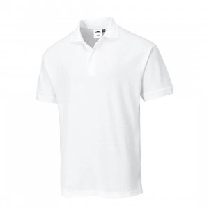 Tricou polo alb NAPLES, pentru barbati, bumbac si poliester
