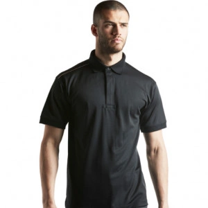 Tricou polo KX3 negru, pentru barbati, detalii reflectorizante
