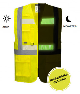 Vesta reflectorizanta cu functia de incarcare solara