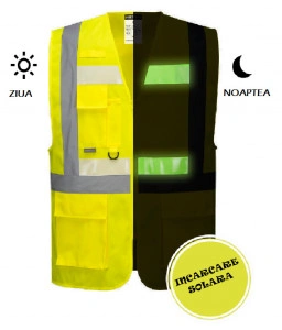 Vesta reflectorizanta cu functia de incarcare solara