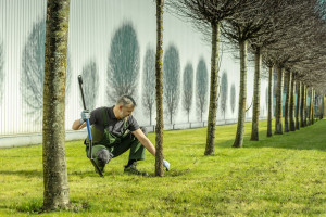 Pantaloni de lucru cu pieptar, RUWER, bretele elastice cu reglare, verde, buzunare genunchiere, elemente reflectorizante