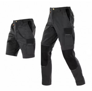 Pantaloni de lucru modulabili Edgar, partea inferioara detasabila, gri, buzunare genunchiere, elemente reflectorizante