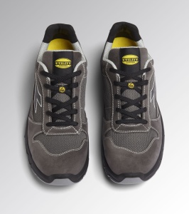 Pantofi de protectie S1PS ESD, RUN TEXT LOW, bombeu compozit, material respirabil, culoare gri antracit cu negru