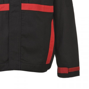 COSTUM de lucru (jacheta + pantaloni in talie) negru cu rosu