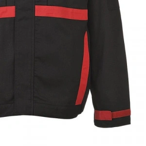 COSTUM de lucru (jacheta + pantaloni in talie) negru cu rosu