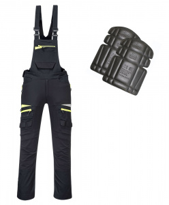 Pantaloni de lucru cu pieptar, Premium, elastici, genunchiere incluse