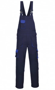 Pantaloni de lucru cu pieptar TEXO in culori contrastante - navy