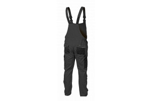 Pantaloni de lucru cu pieptar, Edgar, bretele elastice cu reglare, gri, buzunare genunchiere, elemente reflectorizante