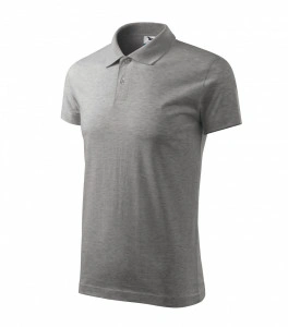 Tricou polo SINGLE J. pentru barbati, gri, bumbac si vascoza