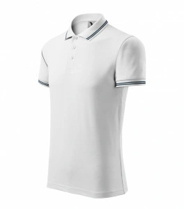 Tricou polo URBAN alb, pentru barbati, dungi contrastante