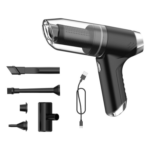 Aspirator Auto 3 in 1, Fara Fir, Turbo Duster, 4000PA, 120W, Baterie 2000mAh, 2 Trepte, Filtru HEPA, Negru