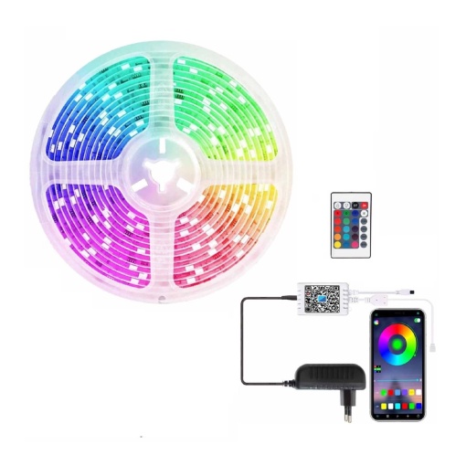Banda LED RGB, Telecomanda, Control prin Aplicatie, USB, 10m, Alb