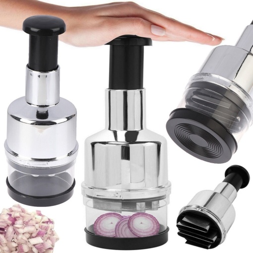 Tocator manual pentru ceapa si usturoi, prin centrifugare, metal-plastic, 200ml, negru-transparent