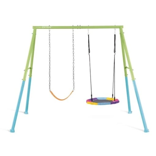 Set leagăn 2 funcții Intex Cuib, cu cadru metalic rezistent, multicolor