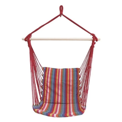 Hamac Leagăn Suspendabil cu Dungi Multicolore și Pernă, 50x100 cm