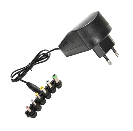 Incarcator universal, cu 6 conectori, 24W, 3A, 3V - 12V, 8x5x3.4 cm, Negru