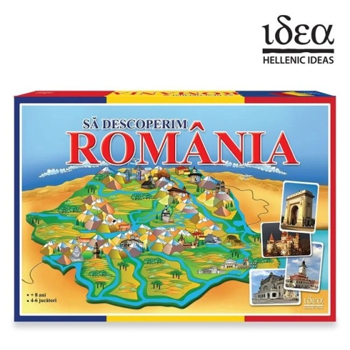 Joc de societate „Sa descoperim Romania”, varsta 8+ ani, multicolor