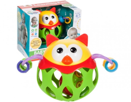 Jucarie bebe interactiva din cauciuc moale, MalPlay bufnita, multicolora