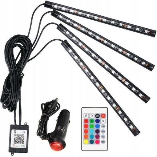 Kit lumini auto 48 LED-uri, Iluminare RGB, Control cu telecomanda