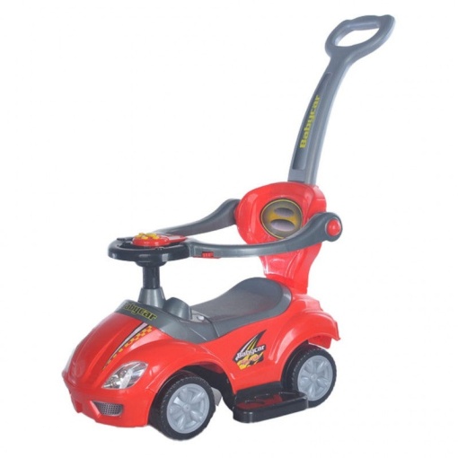 Masinuta premergator pentru copii 12 luni +, 3 in 1, cu maner parental, Mega Car, rosu