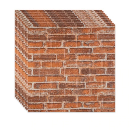 Set 10 panouri decorative tip tapet 3D, autoadeziv cu aspect caramida, 70x77cm