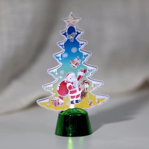 Set de 3 Mini Figurine Decorative Luminoase pentru Craciun, in Forma de Bradut, 14x9cm, Lumina Calda