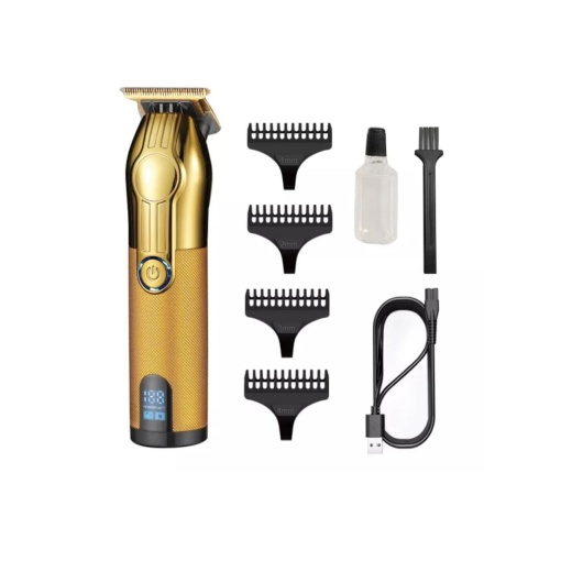 Trimmer profesional pentru barba Andowl, 2000mah, Alimentare USB-C, Lame din otel inoxidabil, Auriu