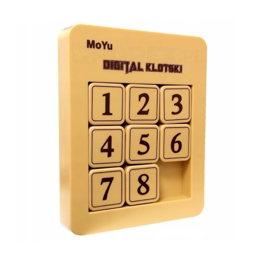 Puzzle glisant magnetic 3 x 3, cu 8 numere, tip tetris puzzle, pentru copii 6 ani+, plastic, 12.2x14.7x2.2 cm, bej