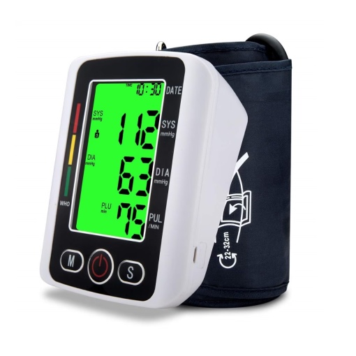 Tensiometru Digital cu Ecran LCD, 0-300mmHg, Puls 40-200 bpm, Senzor Automat, Alb-Negru