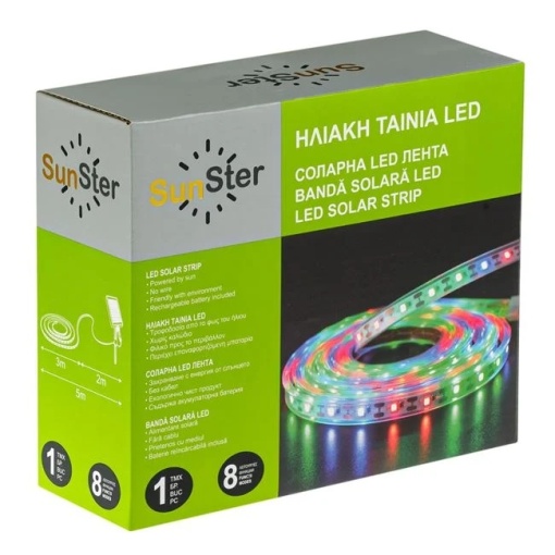 Banda solara, cu led si program, dimensiune 3m, multicolor