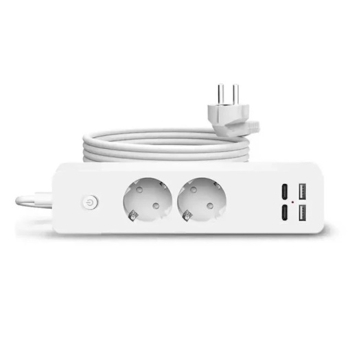 Prelungitor cu 2 porturi USB si 2 USB Type-C, Jortan, buton ON/OFF, Cablu 2m lungime