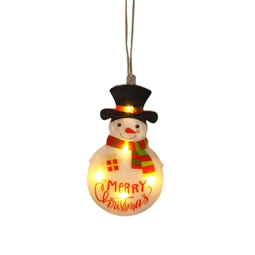 Set cu 6 Decoratiuni Luminoase pentru Craciun, in Forma de Om de Zapada, Alb/Rosu/Negru