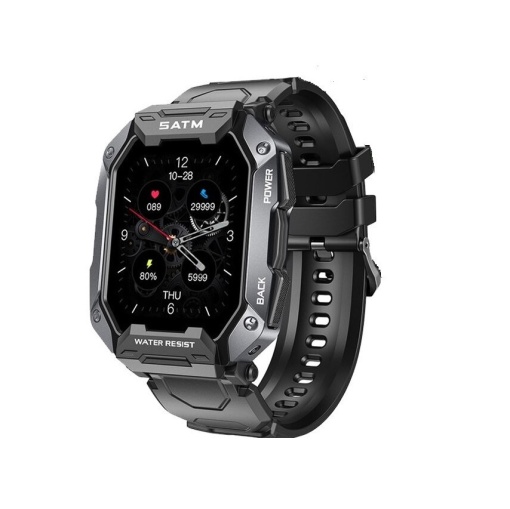 Ceas Smartwatch Sport, Model SATM Army D20, Bluetooth, IP67, Monitorizare 24h, Activitati Fizice, Negru