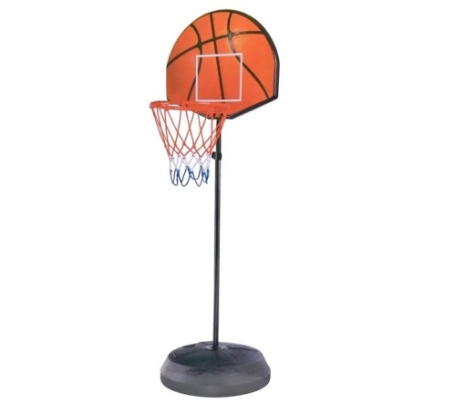 Cos de Baschet, Pompa manuala, minge de baschet, Metalic, 1.72m