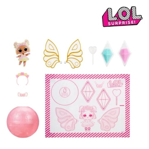 LOL Surpise Fairies papusa in forma de zana cu accesorii incluse, varsta 4+ ani, 10x10cm, roz