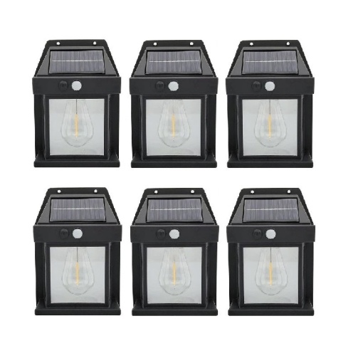 Set 6 x Lampi Solare de Perete 2W, 600LM, rezistenta la apa IP65, pentru gradina sau casa, negru